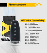 Self Programmable Smart Car Key Fob Keyless Entry Remote Replacement for Ford Edge/Escape/Focus with FCC: M3N5WY8609